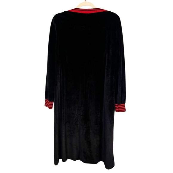 Retro Velour Dress M Black Old Money Classic Chic Preppy Boho Whimsical 80s - Picture 7 of 9